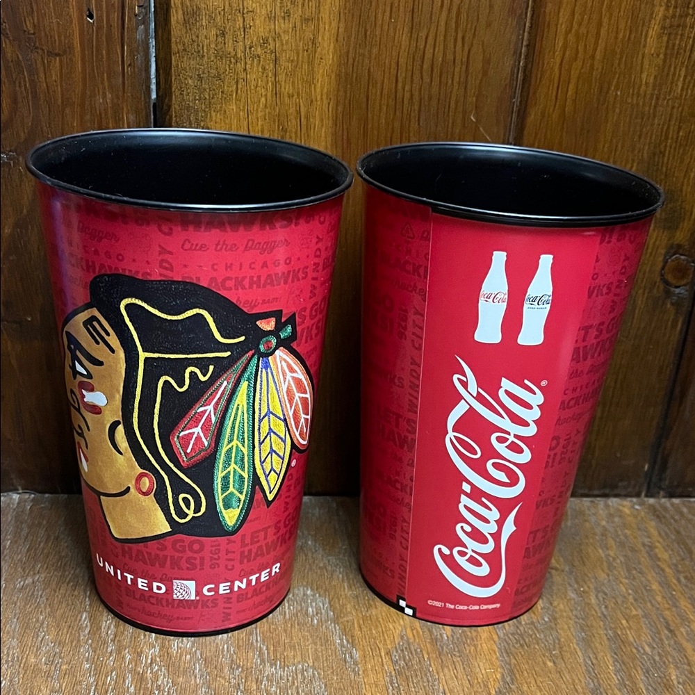 Coca-Cola Red and Black Team Cups - Chicago Blackhawks Game Reusable Cups